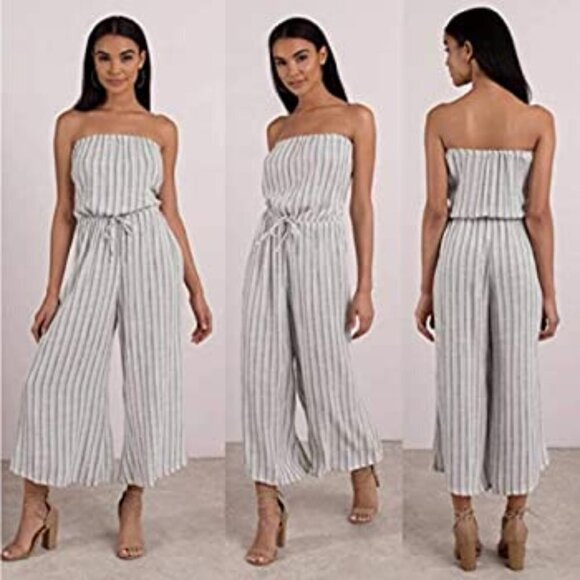 BLUE LIFE STRIPE BELL JUMPER  Blue Stripe S Jumpsuit - Picture 1 of 8
